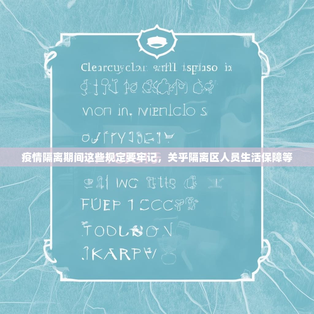 疫情隔离期间这些规定要牢记，关乎隔离区人员生活保障等